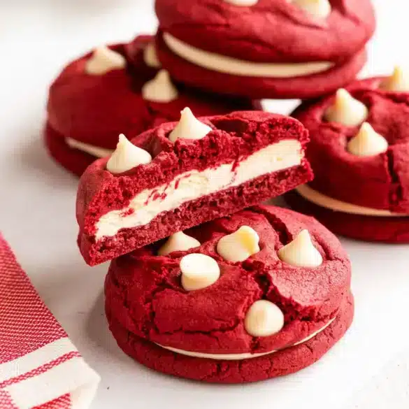 Cheesecake Stuffed Red Velvet Cookies