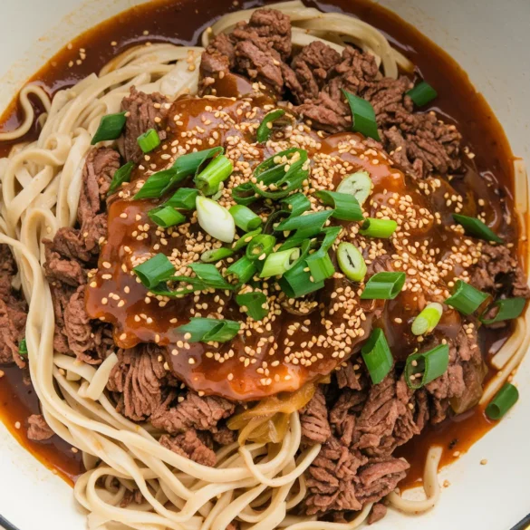 Mongolian Ground Beef Noodles