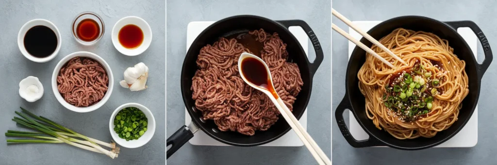 Mongolian Ground Beef Noodles